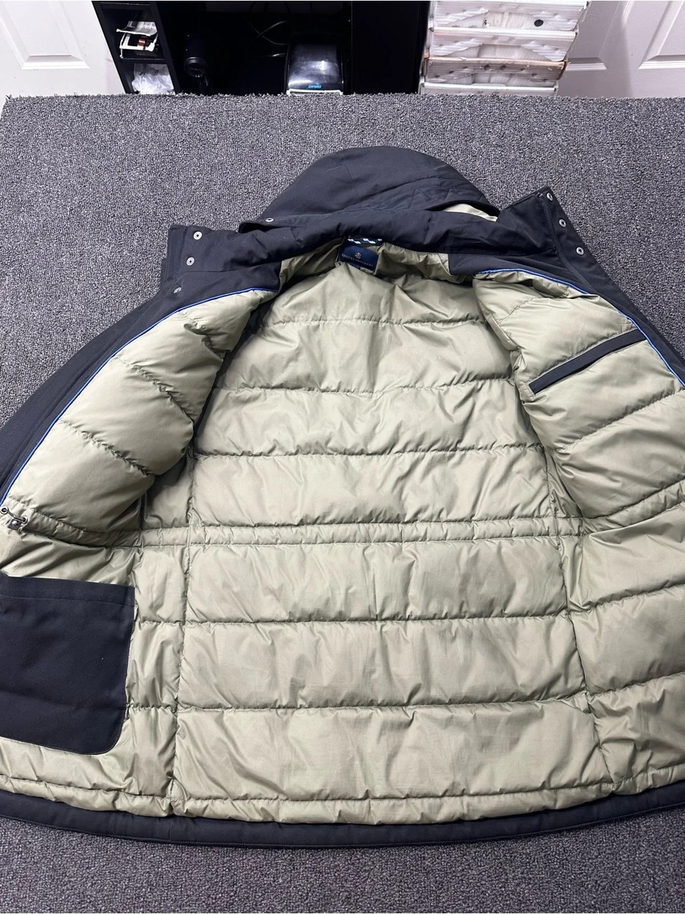 Brooks Brothers Duck Down Parka Coat Sz M Hooded Black